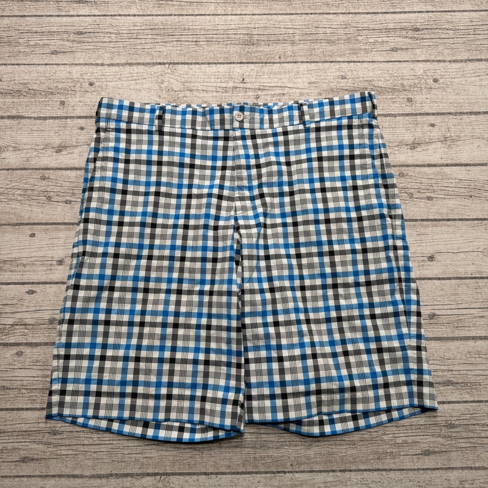 Nike Golf Shorts Mens 38 Blue Plaid Checkered Dri-FIT Athletic Sportswear Summer